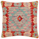 handmade Traditional Pillow Red Beige Hand-Woven SQUARE 100% WOOL Hand woven turkish pillow2' x 2'